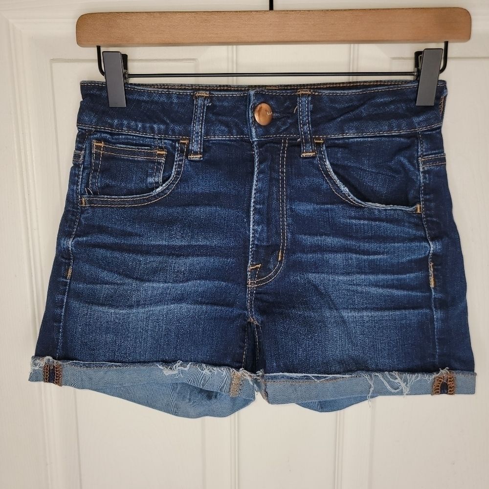American Eagle AEO super stretch hi-rise shortie denim jean shorts 2